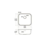 Мойка Omoikiri OMI 49-U-GM (490х440х180) подстольный монтаж, вороненая сталь 4993073 — изображение 3