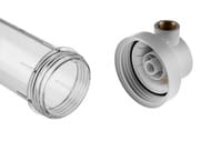 Корпус ГЕЙЗЕР Гарант 10SL 3/4" для холодной воды, прозрачный пластик, латунные вставки, арт. 50775
