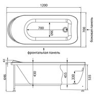 Ванна акриловая Aquanet WEST ЭКО 120х70 прямоугольная, без обвязки 204050