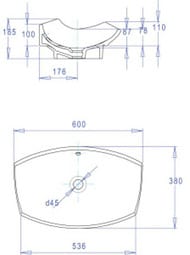 �������� Jacob Delafon LEAF ��������� �� ������ (600�380) ����� E1186-00