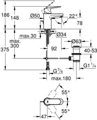 Смеситель Grohe EuroSmart Cosmopolitan 32825000 для умывальника,  фиксированный излив, д/к, г/п