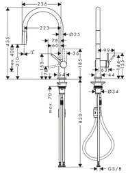 Смеситель Hansgrohe Talis M54 для кухни, однозахватный, выдвижной излив, черный хром мат. 72800340 — изображение 5