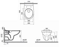 Унитаз подвесной Vitra S10 SpinFlush 355х535х400 без сиденья,антибактериальное покрытие 7855B003-00