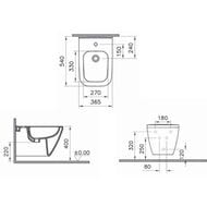 Биде подвесное Vitra Integra Square 545х365х400 перелив,отв. под смеситель,антиб. пок. 7083B003-0288