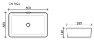 Раковина накладная Ceramicanova Element 600х380х140 прямоугольная, перелив, цвет: белый CN5025