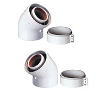 Отвод 45° VAILLANT DN 60/100 в комплекте с соединительным хомутом, белый (2 шт.) 303809