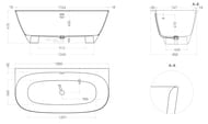 Ванна отдельностоящая Salini Sofia Wall S-sense 102513G 1800х850х610 иск. камень, белый глянец