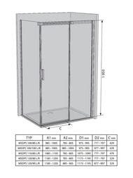 ������� ������ RAVAK MATRIX MSDPS-100/100 R (1005�1005�1950) ���������� �����, �����+Transparent