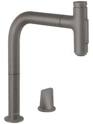 Смеситель Hansgrohe Metris Select M71 для кухни  200 мм вытяжной излив, шлиф черн хр 73818340 — миниатюра 1