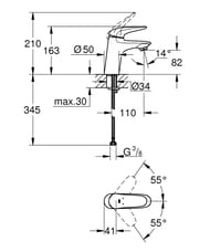#Смеситель Grohe EuroStyle 2015 23715003 для умывальника однорычажный, гладкий корпус, S-Size, хром