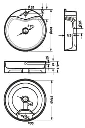 ���������� Sanita Luxe BEST SHELF d433 ��, ���������, ����� WB.CT/Best/43-C.Shelf/WHT.G/S1