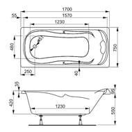 Ванна акриловая VAGNERPLAST CHARITKA 170 (1700х750х420) прямоугольная, белая VPBA170CHA2X-04