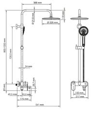 Душевая система WasserKRAFT A17401 с однозахватным смесителем, верхний/ручной душ, черный