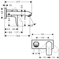 Смеситель Hansgrohe Metris 31085000 для умывальника, встраиваемый, двухсекционный, излив 165мм, хром