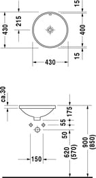 Умывальник встраиваемый снизу DURAVIT ARCHITEC 400х175 с переливом 0468400000