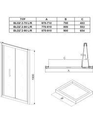 ������� ����� RAVAK BLIX BLDZ2-90 (870-910�1900) ��������, ������, ���������+Transparent