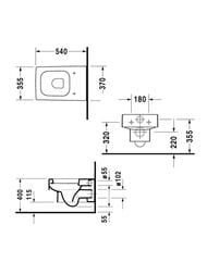 Унитаз подвесной Duravit Vero 370х545х400мм традиционный, с закрытым смывным краем, белый 2217090000