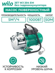 Насос поверхностный WILO JET WJ 204 EM, без гидроаккумулятора 4144401