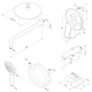 Душевая система AM.PM X-Joy FB85A10020 смеситель для ванны/душа, верхний душ 220мм, ручной душ,излив