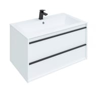 Тумба под умывальник Aquanet Lino 90 890х533х495 подвесная, 2 ящика, цвет: белый матовый 253904
