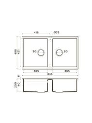 ����� Omoikiri KITAGAWA 83-2-U-WH (836�488�200) 2 ����, ��� ����������, ���� ����� 4993809