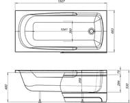 Ванна акриловая Aquanet EXTRA 150х70 прямоугольная, без гидромассажа, без обвязки 208672