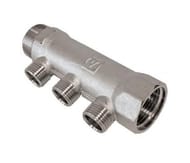Коллектор VALTEC 3/4" на 3 выхода 1/2"Н магистральный без кранов, никель VTc.500.N.0503