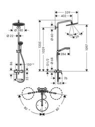 Душевая система Hansgrohe Croma Select 280 Air 1jet Showerpipe с однозахв. смесителем, хром 26791000 — изображение 6