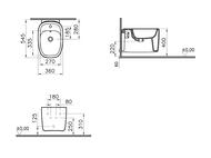 Биде Vitra Plural подвесное 550 мм, антибактериальное покрыйтие, перелив, черный мат. 7831B483-0288