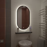 Зеркало Континент Prime Black (450х800) ореольная LED подсветка 6000К, сенсор, рама черная