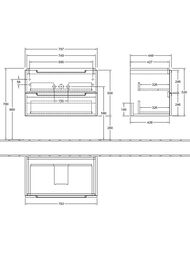 Тумба под умывальник Villeroy & Boch Subway 2.0 (787х520х449) подвесная, 2 ящика,сер глянец A69600FP — изображение 2