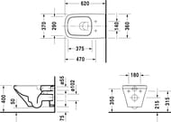 Унитаз подвесной DURAVIT DuraStyle 370х620 безободковый, антигрязевое покр. 25420900001