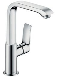 Смеситель Hansgrohe Metris 31087000 для умывальника с высоким поворотным изливом, донным клапаном — миниатюра 1