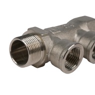 Коллектор VALTEC 3/4" на 2 выхода 1/2"В магистральный без кранов, никель VTc.550.N.0502