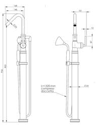 Смеситель для ванны Nicolazzi 3706C S3441NKN44P напольный, однозахватный, душ.гарнитур — изображение 2