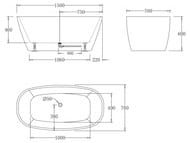 Ванна акриловая BelBagno BB72-1500-W0 1500х760х600 отдельностоящая, без перелива, д/к, цвет: белый