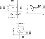 Биде подвесное DURAVIT DARLING NEW 2249150000 (365х540х290) отверстие под смеситель, белый глянец