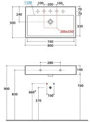 Раковина Globo Stone (800х500х140) подвесная/накладная, без отверстия под смеситель, белая SCQ81BI — изображение 3
