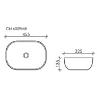Раковина накладная Ceramicanova Element 455х325х135 прямоугольная, б/перелива, черный мат. CN6009MB