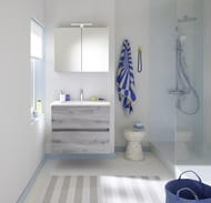 Зеркальный шкаф Burgbad Rocio 800х640х171 подвесной, 2 дверцы, розетка, белый матовый SPUK080F6226