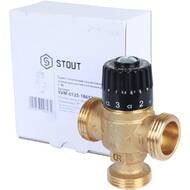 Термостатический смес. клапан STOUT для систем отопления и ГВС 1" НР 30-65°С KV 1,8 центр.смеш