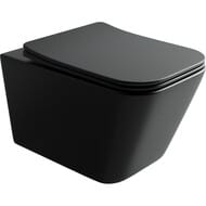 %Унитаз подвесной Ceramicanova Metric Rimless 510х345х340 безободковый,с сиденьем,черный мат.CN3007MB