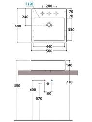 Раковина Globo Stone (500х500х140) подвесная/накладная, без отверстия под смес., белая SCQ550BI — изображение 3
