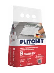 Клей PLITONIT В экспресс Быстротвердеющий для керамогранита,нат.и иск.камня,клинкера,керамик.,5кг