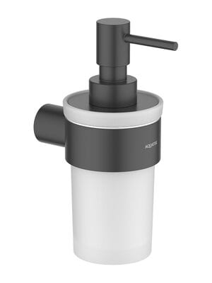 Дозатор для жидкого мыла Aquatek Лира AQ4405MB подвесной, стекло матовое, латунь, черный матовый
