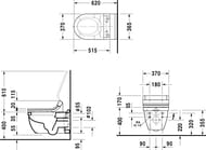 Унитаз подвесной DURAVIT STARCK 3 370х620х380 для крышки-биде SensoWash 2226590000