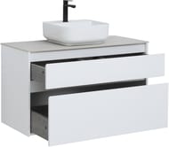 Тумба под раковину Aquanet Nova Lite 100 242581 (966х435х562) подвесная, 2 ящика, белый глянец