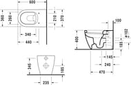 Унитаз напольный DURAVIT ME by Starck 370х600х400 горизонтальный сток 2169090000