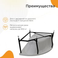 Ванна акриловая Радомир АЛЬТЕЯ (1250х1250) белая, с каркасом 2-01-0-0-1-219
