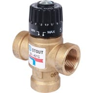 Термостатический смес. клапан STOUT для систем отопления и ГВС 3/4" ВР 20-43°С KV 1,6 м3/ч
